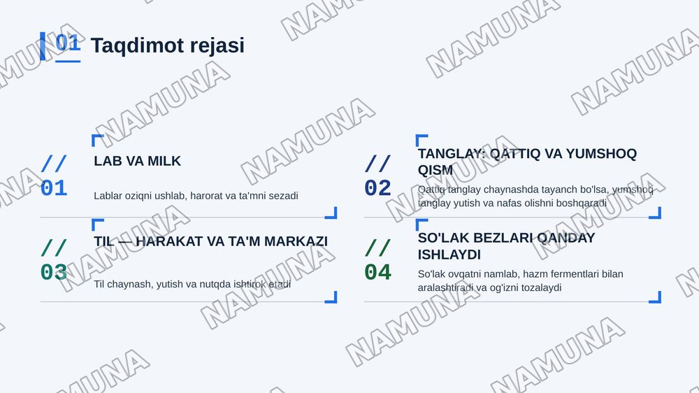 Og’iz bo’shlig’i
Lab, milk, tanglay, til va so’lak — zamonaviy taqdimot, 2-slayd