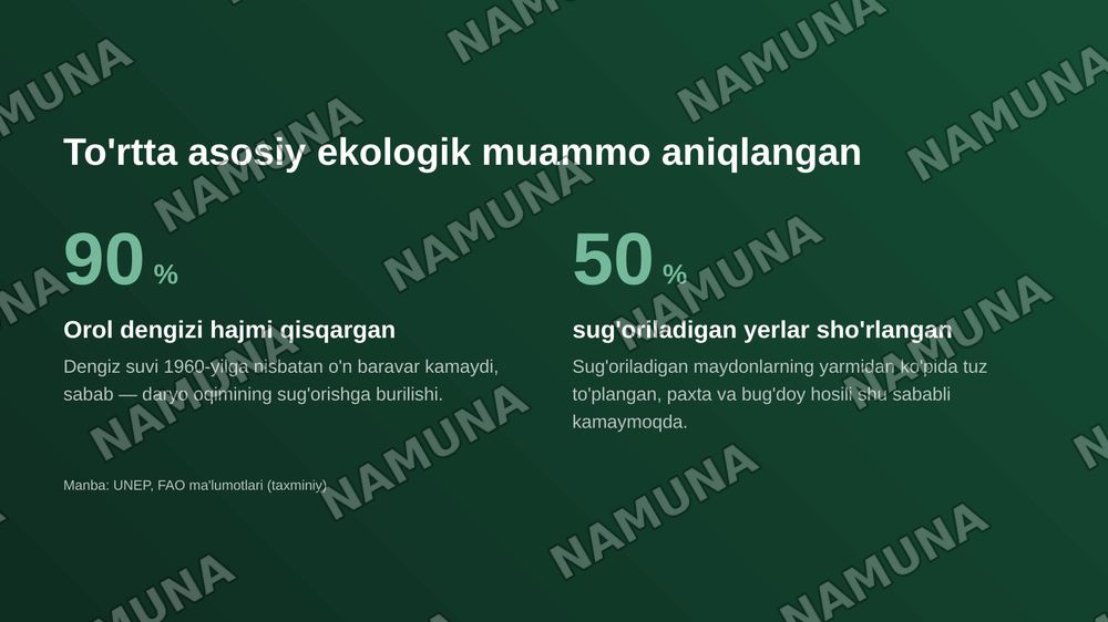 O’zbekiston sharoitidagi ekologik ahvol muomolar va yechimlari — zamonaviy taqdimot, 4-slayd