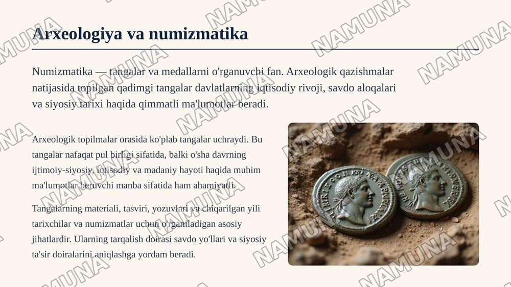Arxeologiyada maxsus tarixiy fanlar — zamonaviy taqdimot, 4-slayd