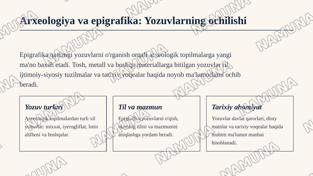 Arxeologiyada maxsus tarixiy fanlar — zamonaviy taqdimot, 5-slayd