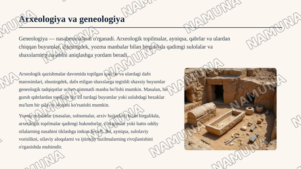 Arxeologiyada maxsus tarixiy fanlar — zamonaviy taqdimot, 8-slayd