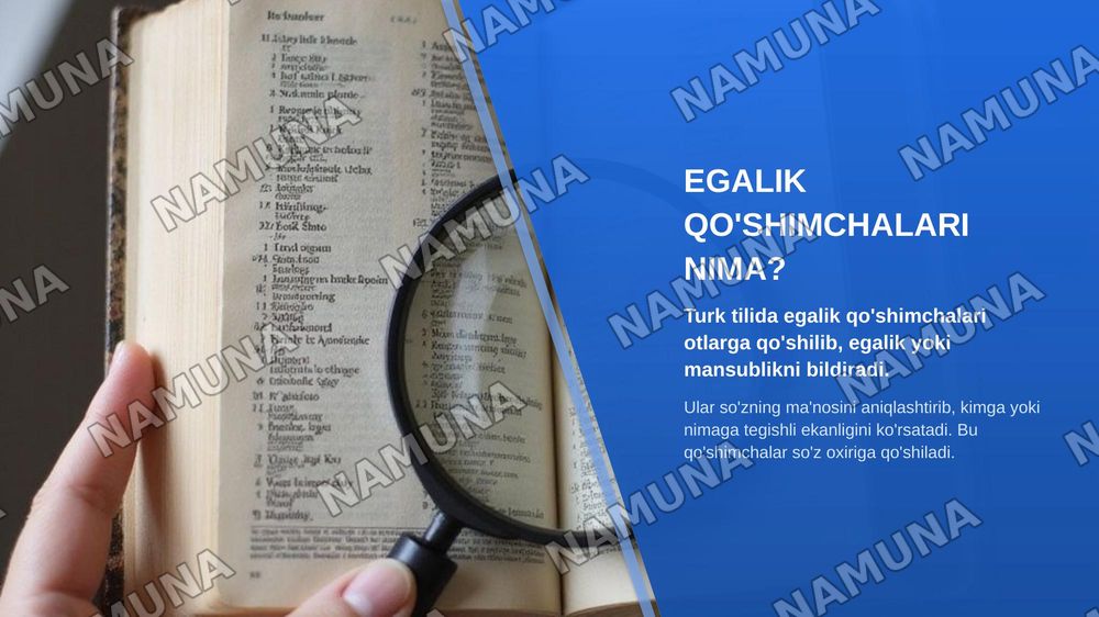Turk tilida egalik qo‘chimchalari — zamonaviy taqdimot, 3-slayd