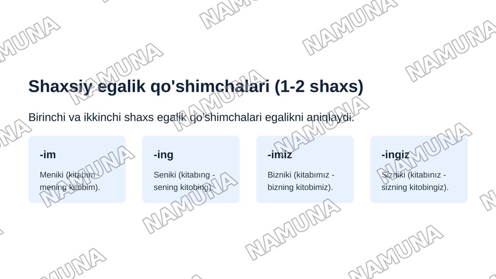 Turk tilida egalik qo‘chimchalari — zamonaviy taqdimot, 4-slayd