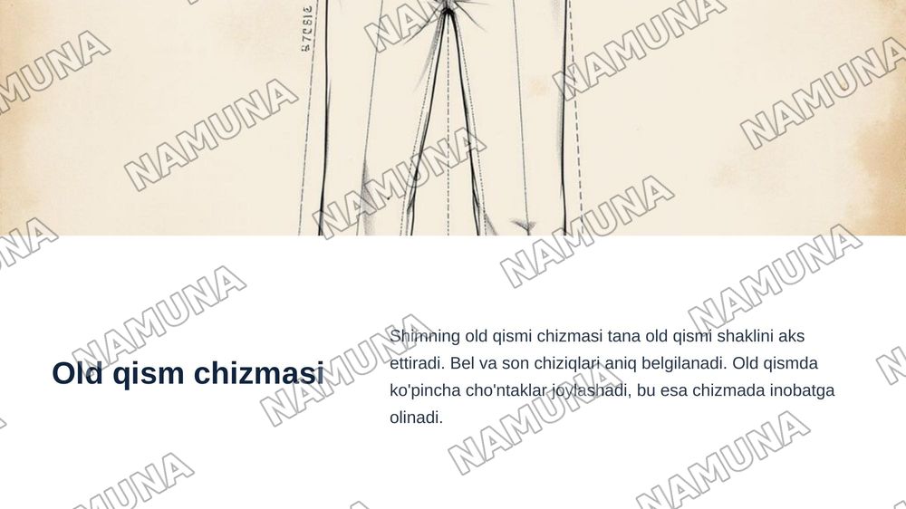 Amaliy mashg‘ulot: Ayollar shimining asos chizmasini chizish va modellashtirish. — zamonaviy taqdimot, 8-slayd
