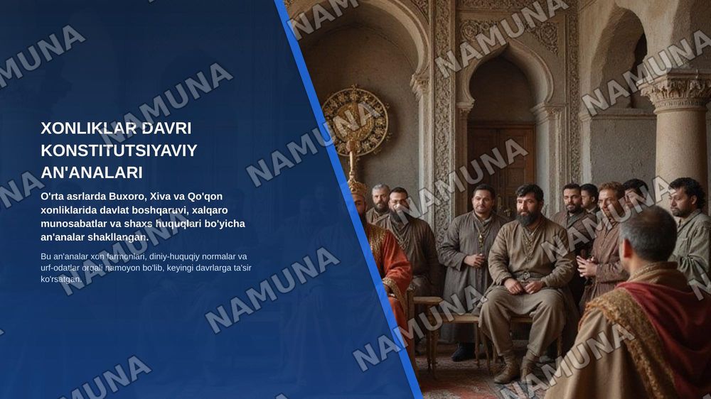 Ozbekiston Respublikasi Konsitutsiyasining nazariy asaslari tarixi va rivojlanishi — zamonaviy taqdimot, 4-slayd