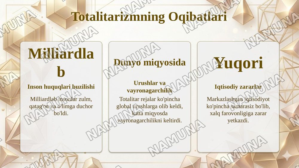 Tanlab olingan davlat misolida totalitarizmni klassifikatsiyalash poster pptx shaklida — taqdimot, 8-slayd