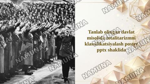 Tanlab olingan davlat misolida totalitarizmni klassifikatsiyalash poster pptx shaklida — taqdimot