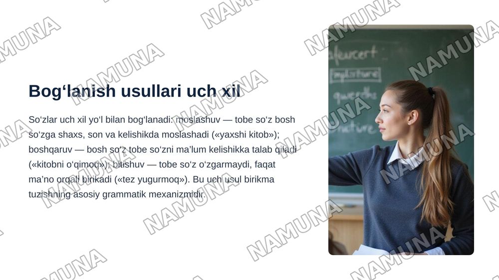 Ona tili o‘qitish metodikasi. So'z birikmasi ustida ishlash — zamonaviy taqdimot, 6-slayd
