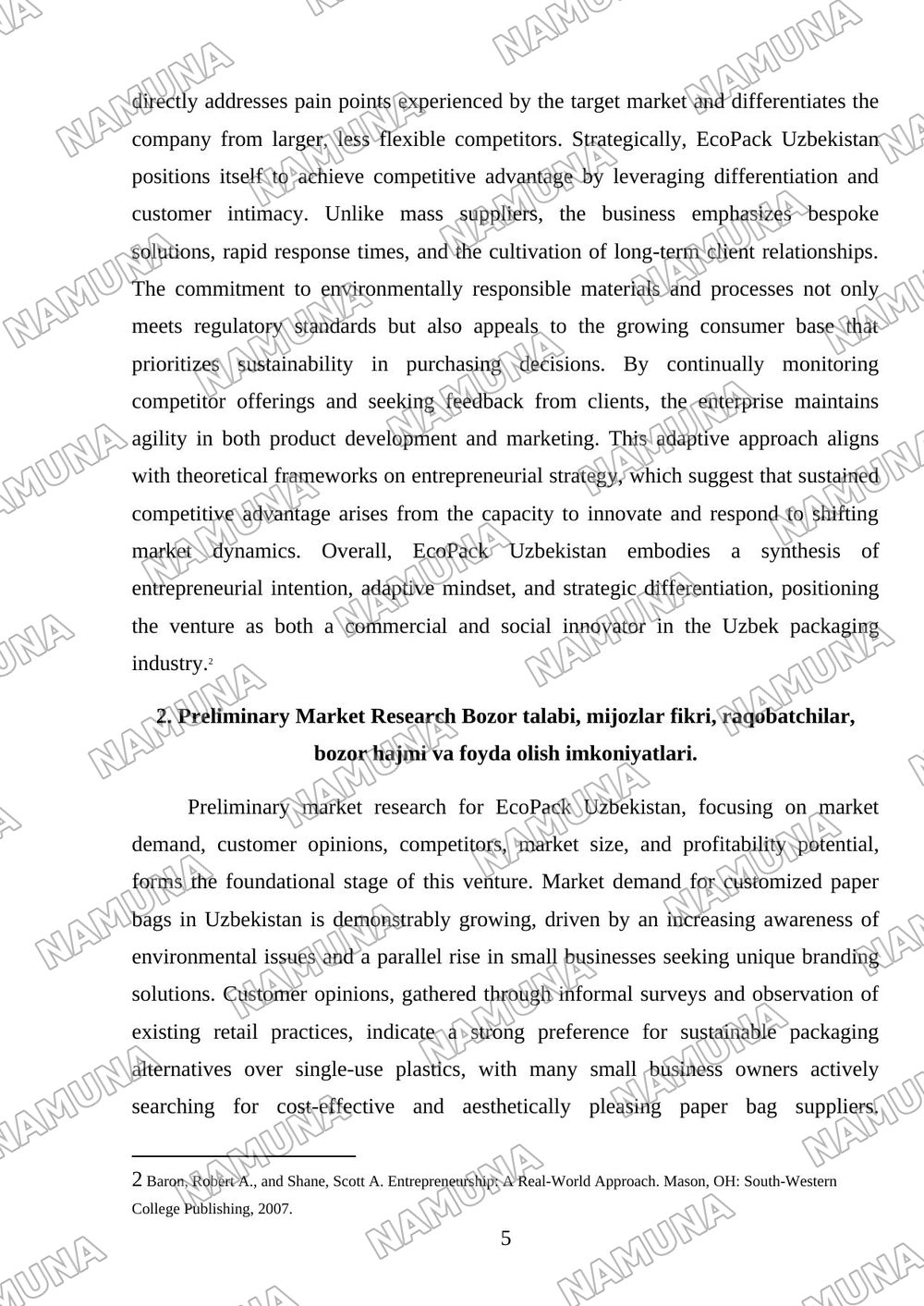 EcoPack Uzbekistan — Assignment Plan Venture Idea: Customized Paper Bags for Small Businesses. Part 1 — The Founder Explain the business idea in three sentences. Entrepreneurial mindset's attitude, imp — referat, 5-varaq