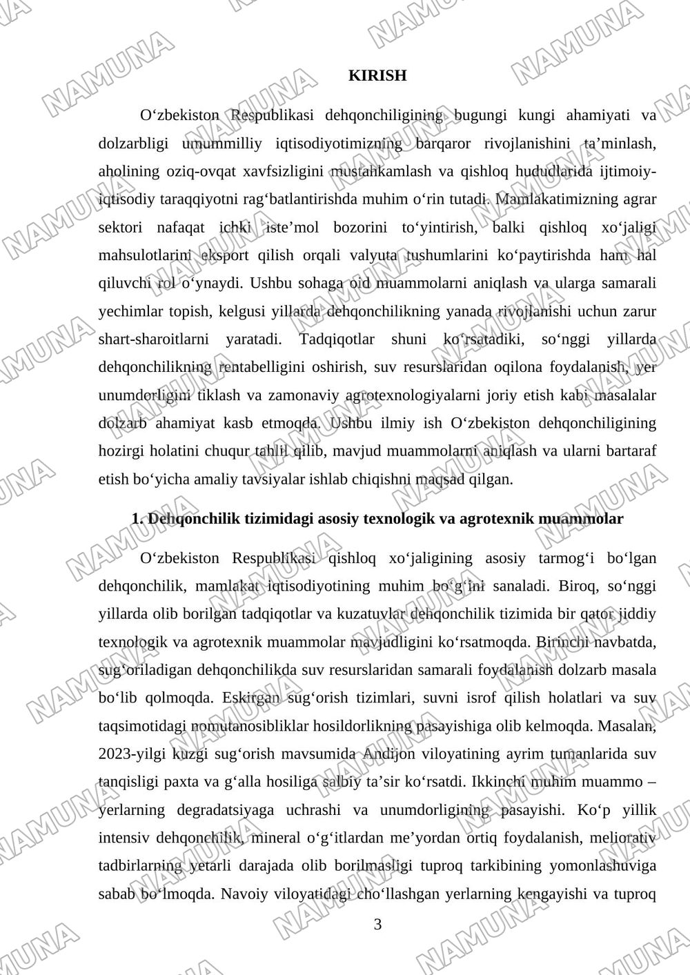 Respublikamiz dehqonchiligining hozirgi holati muammolar va hal qilish yollari — mustaqil ish, 3-varaq
