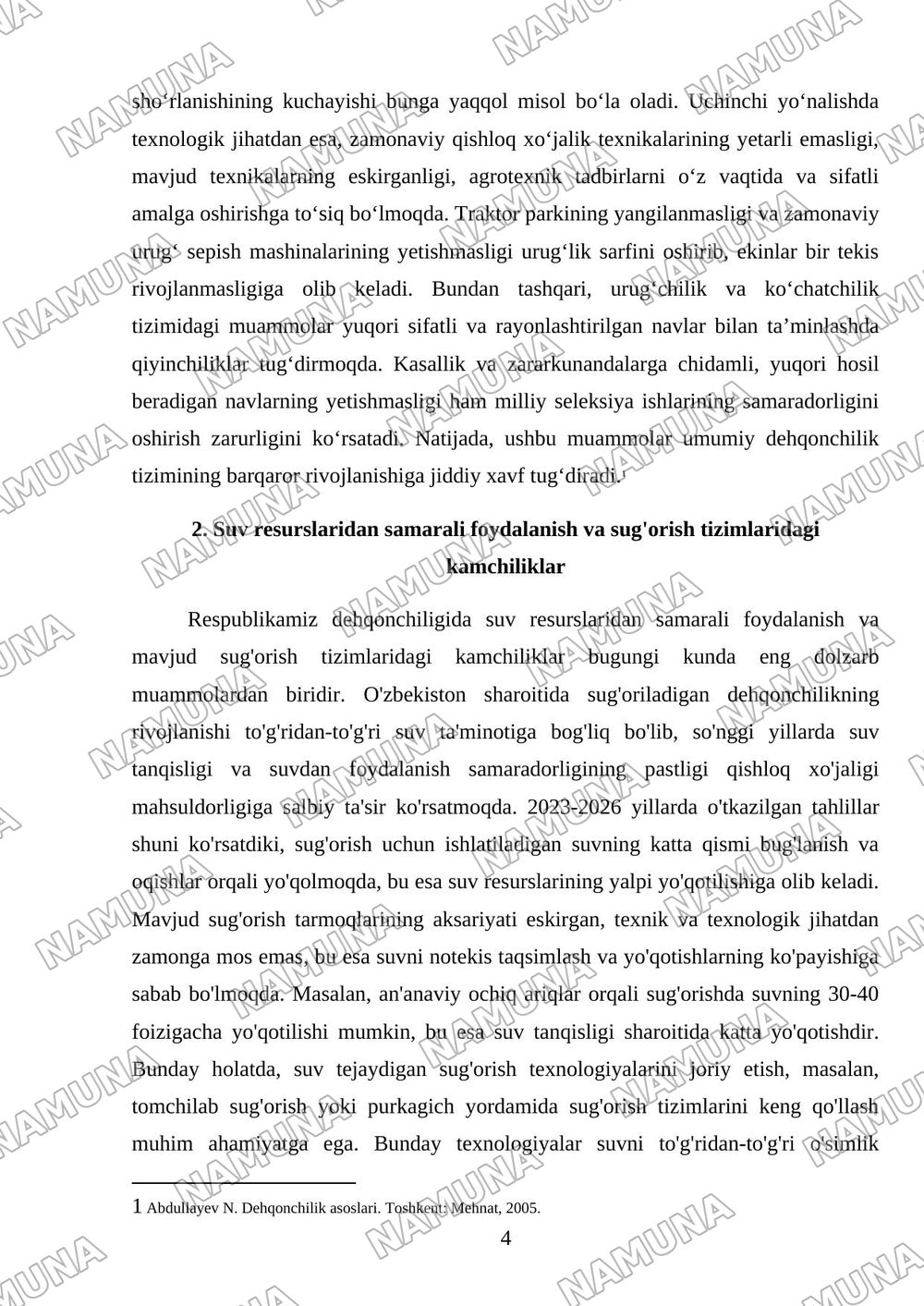 Respublikamiz dehqonchiligining hozirgi holati muammolar va hal qilish yollari — mustaqil ish, 4-varaq