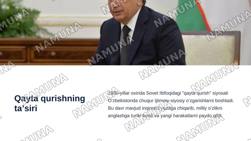 Mustaqillikka erishish arafasida oʻzbekistondagi ijtimoiy siyosiy jarayonlar — zamonaviy taqdimot, 3-slayd