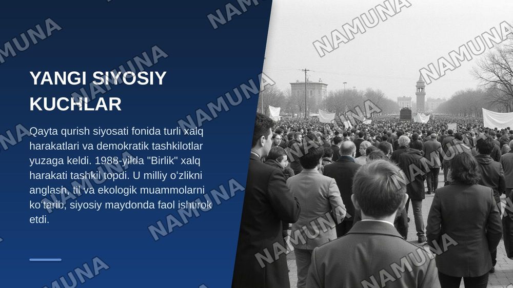 Mustaqillikka erishish arafasida oʻzbekistondagi ijtimoiy siyosiy jarayonlar — zamonaviy taqdimot, 6-slayd