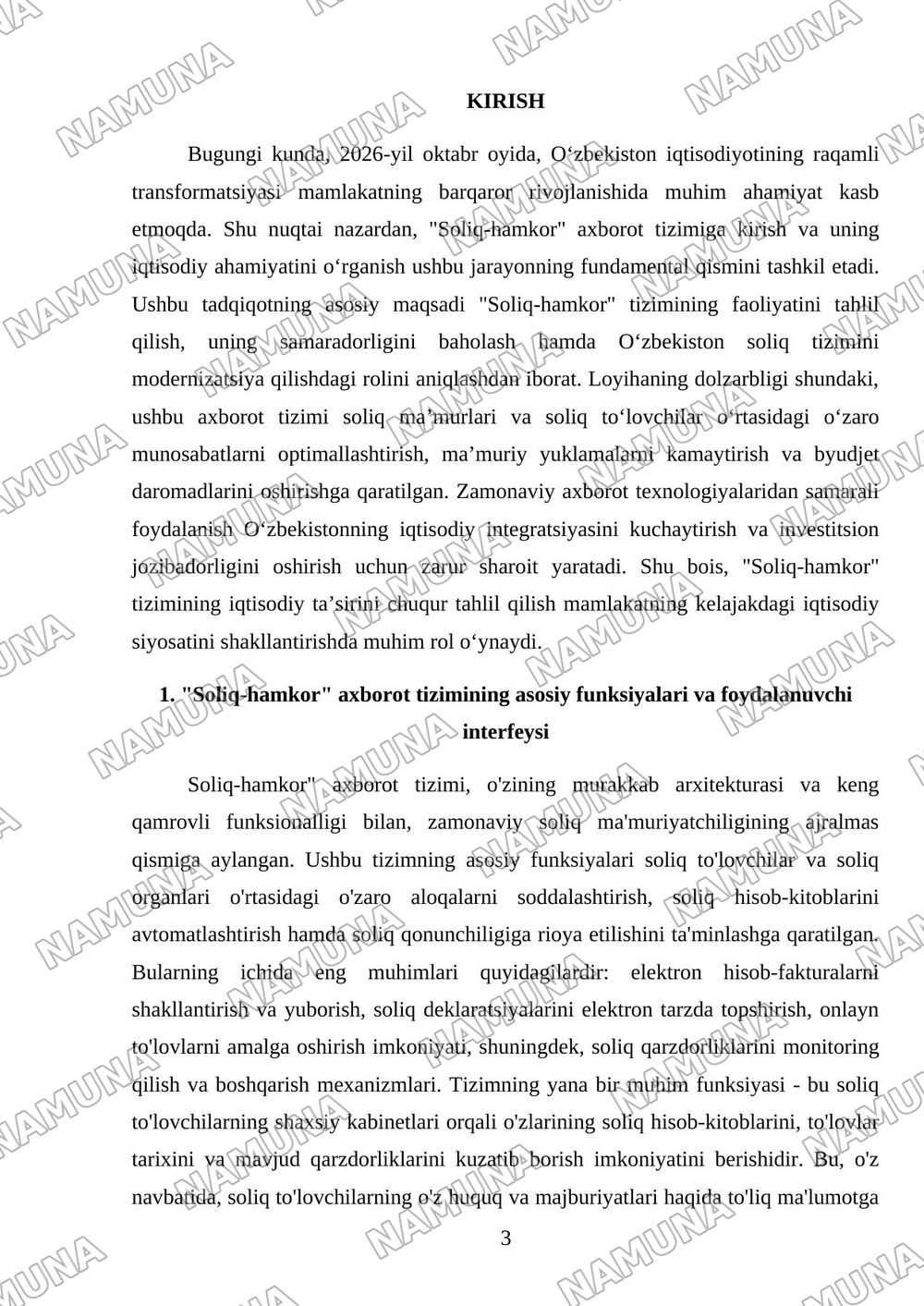 “Soliq-hamkor” axborot tizimining bosqichlarini o‘rganish, tahlil qilish. — referat, 3-varaq