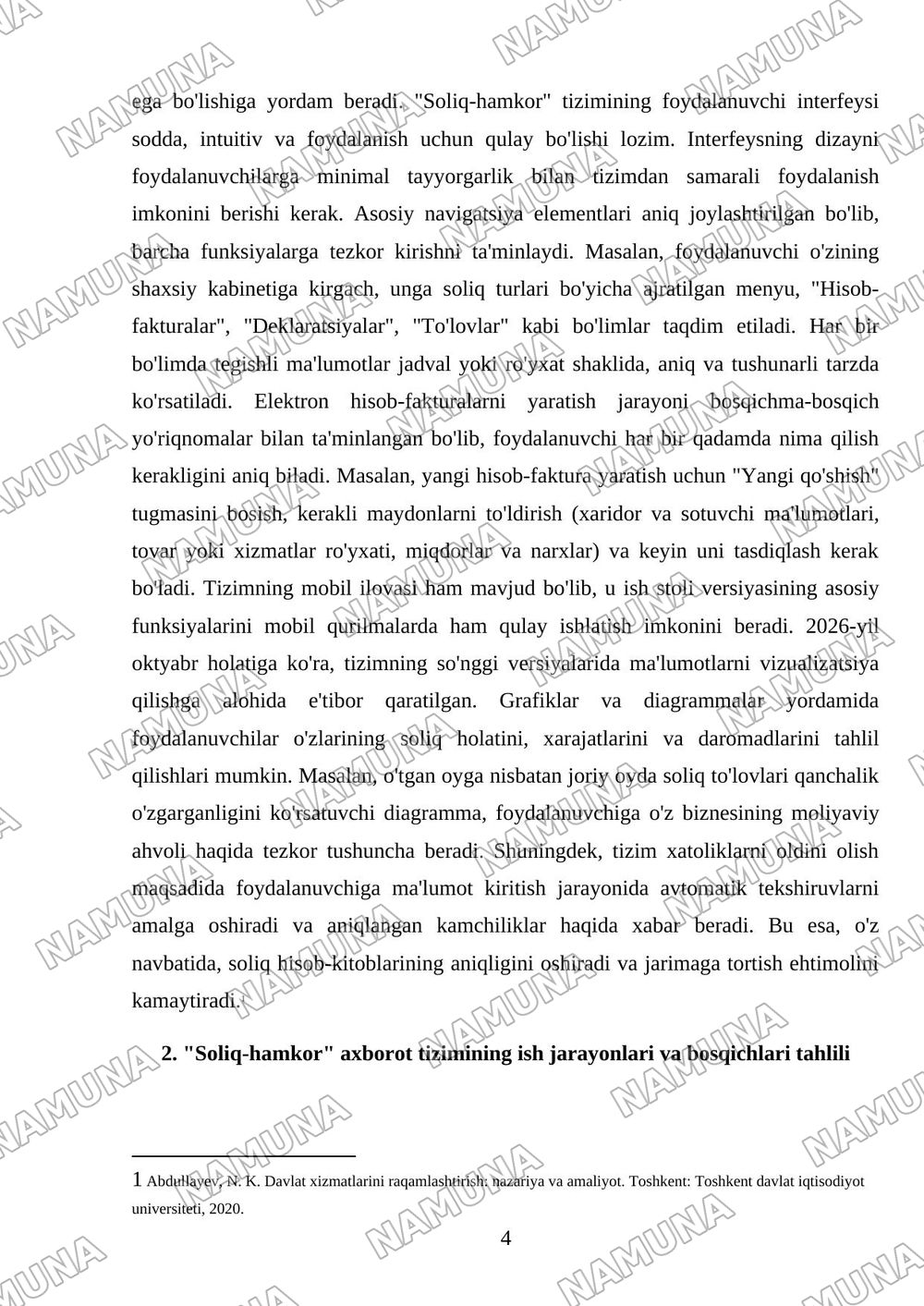 “Soliq-hamkor” axborot tizimining bosqichlarini o‘rganish, tahlil qilish. — referat, 4-varaq