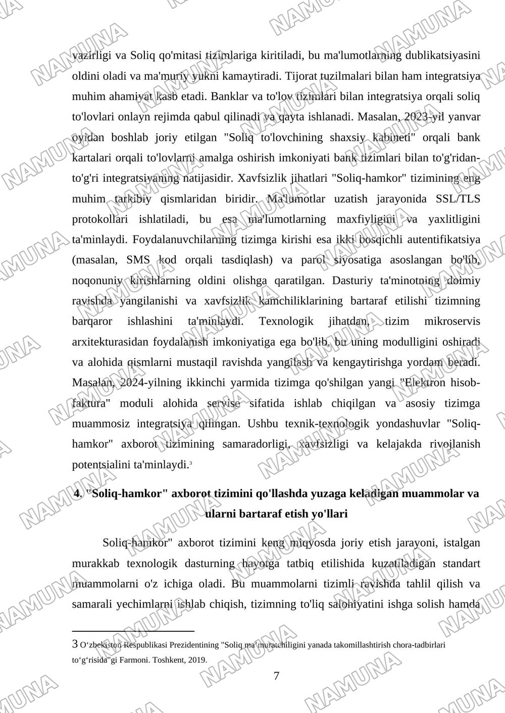 “Soliq-hamkor” axborot tizimining bosqichlarini o‘rganish, tahlil qilish. — referat, 7-varaq