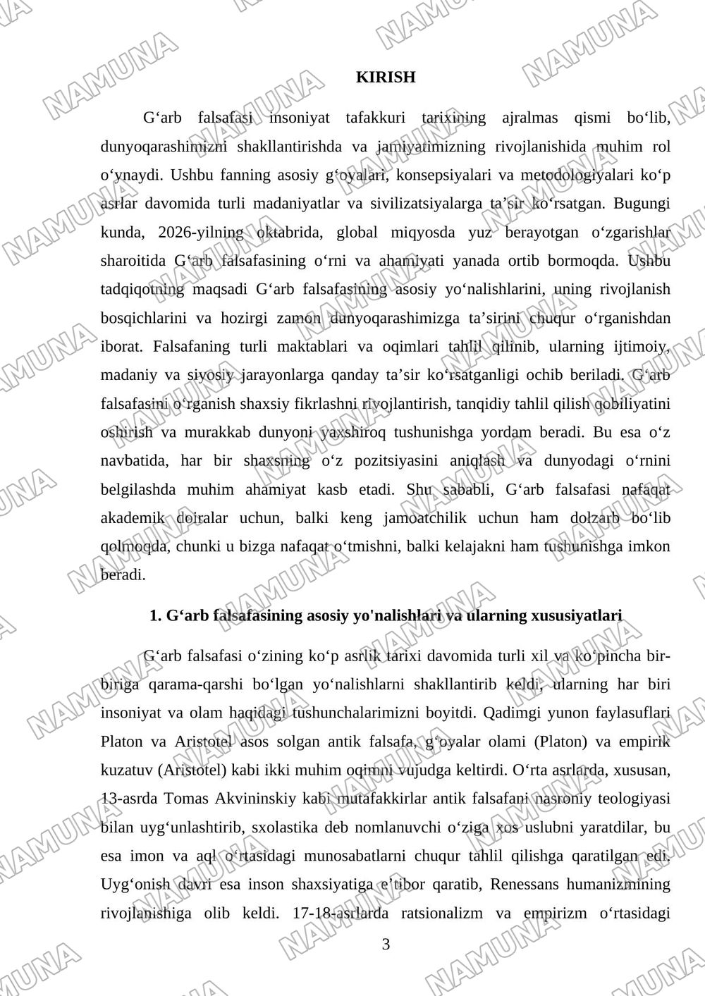 Gʻarb falsafasi — referat, 3-varaq