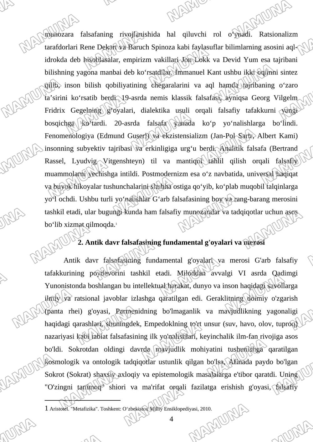 Gʻarb falsafasi — referat, 4-varaq