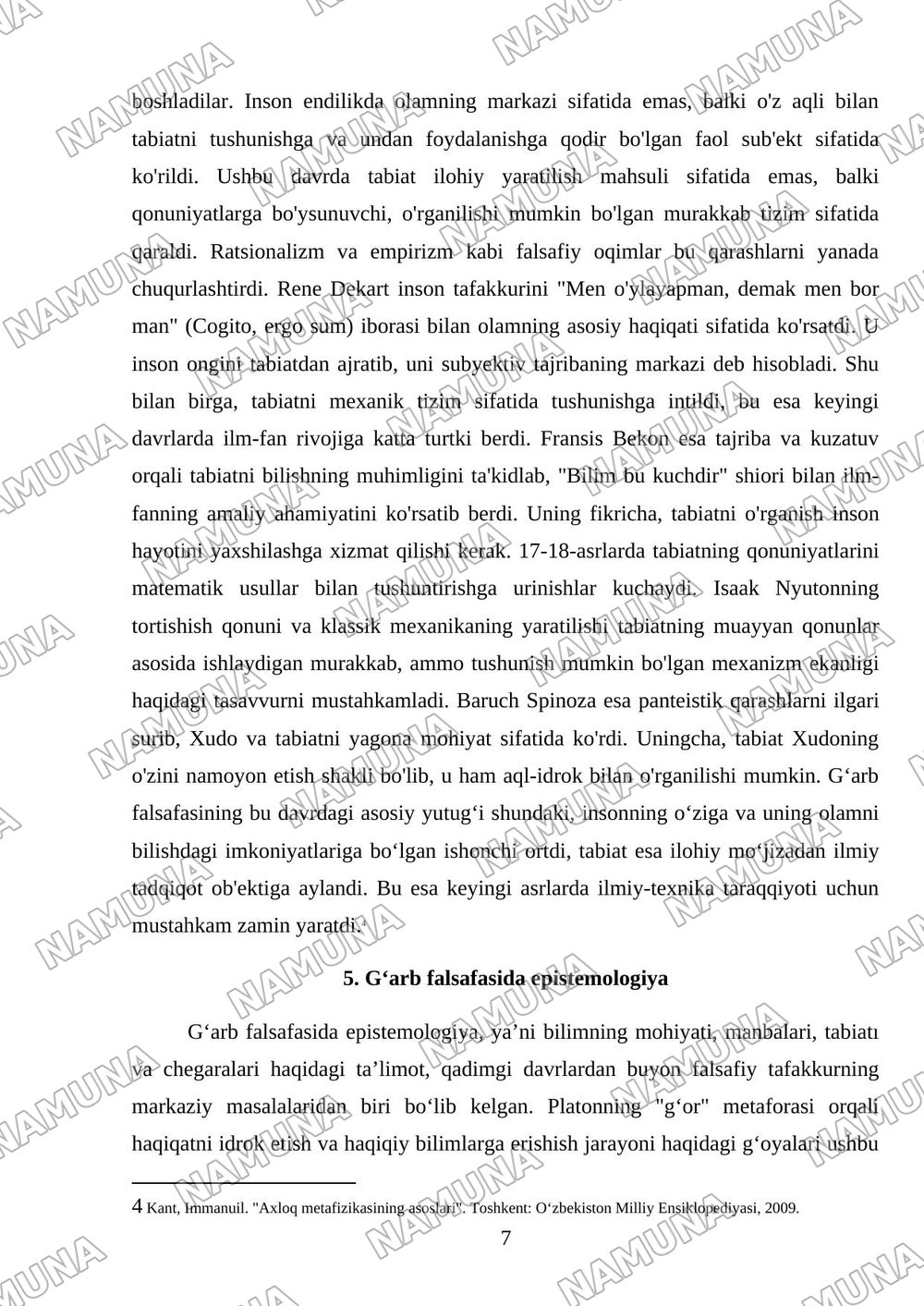 Gʻarb falsafasi — referat, 7-varaq