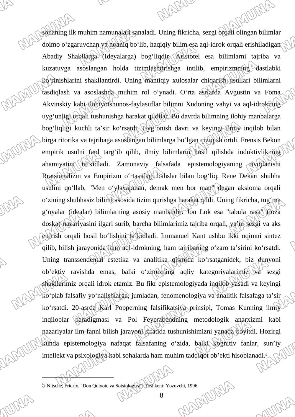 Gʻarb falsafasi — referat, 8-varaq