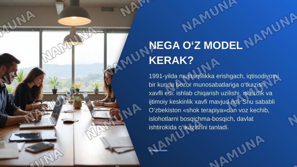 Taraqqiyotning oʻzbek modeli — zamonaviy taqdimot, 3-slayd