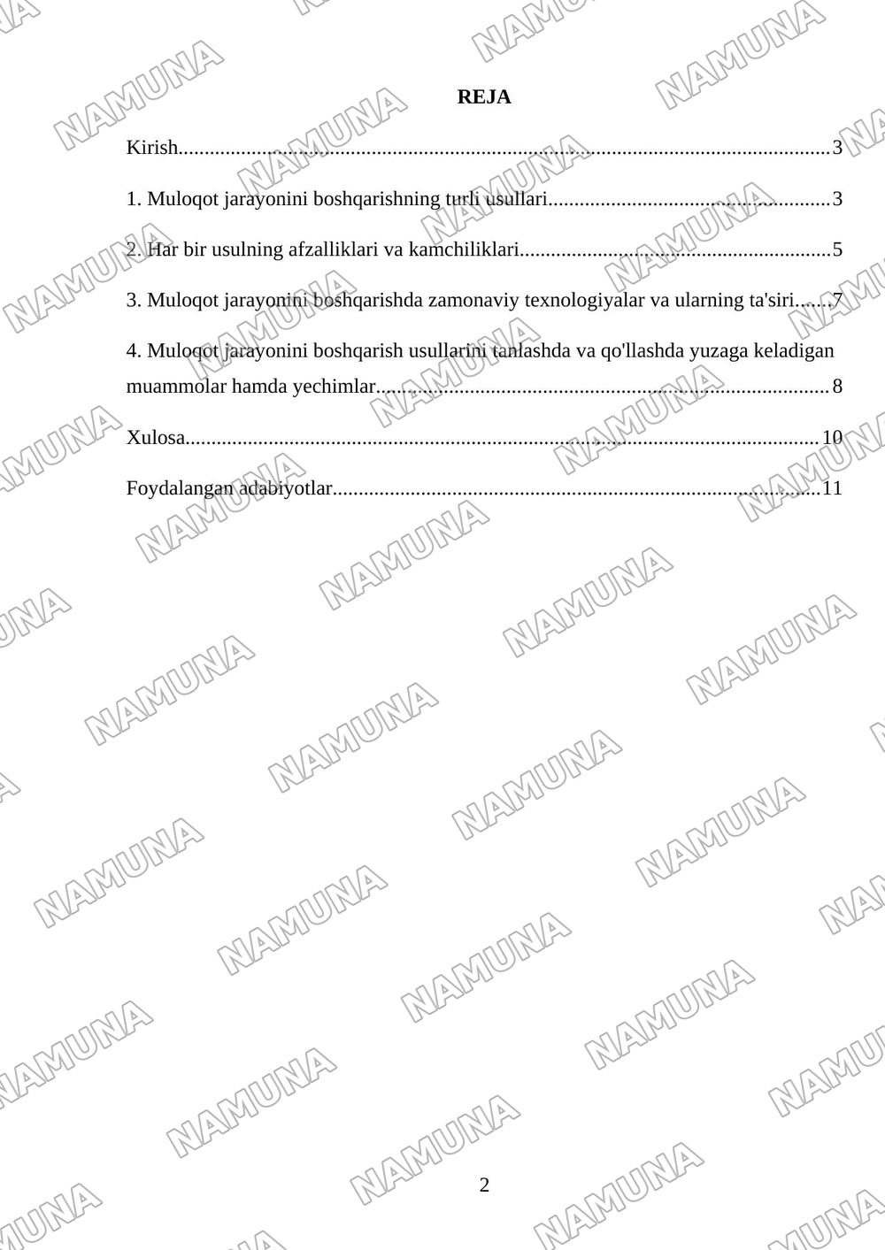 Muloqot jarayonini boshqarish usullarini qiyosiy taxlilini o'tkazish — mustaqil ish, 2-varaq