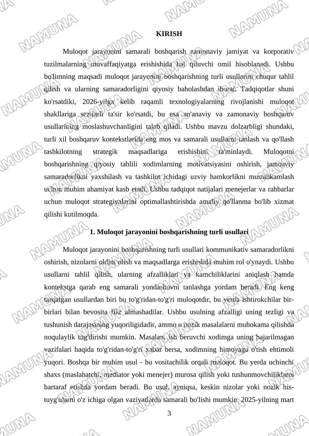 Muloqot jarayonini boshqarish usullarini qiyosiy taxlilini o'tkazish — mustaqil ish, 3-varaq