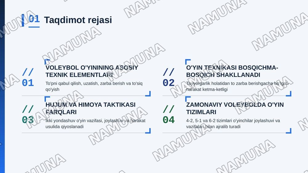 Valeybol oʻyini texnikasi va taktikasi — zamonaviy taqdimot, 2-slayd