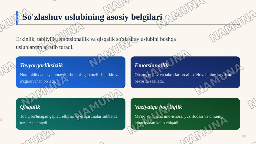 So'zlashuv uslubi va uning xususiyatlari — zamonaviy taqdimot, 4-slayd