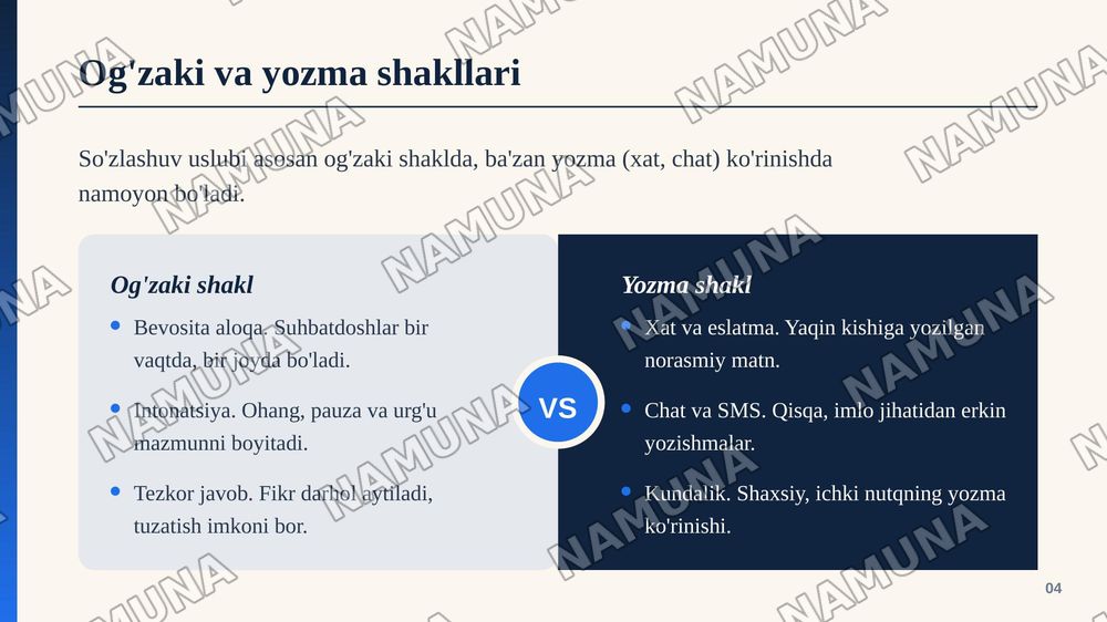 So'zlashuv uslubi va uning xususiyatlari — zamonaviy taqdimot, 5-slayd