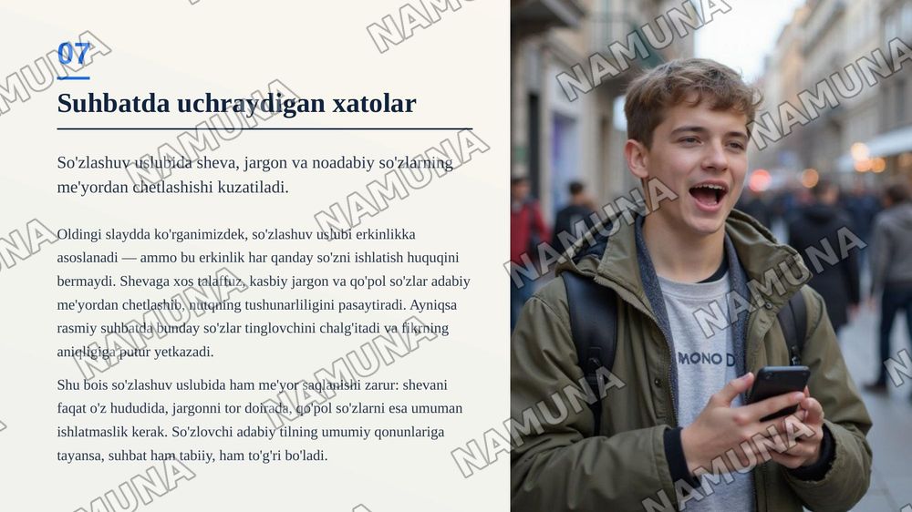 So'zlashuv uslubi va uning xususiyatlari — zamonaviy taqdimot, 8-slayd