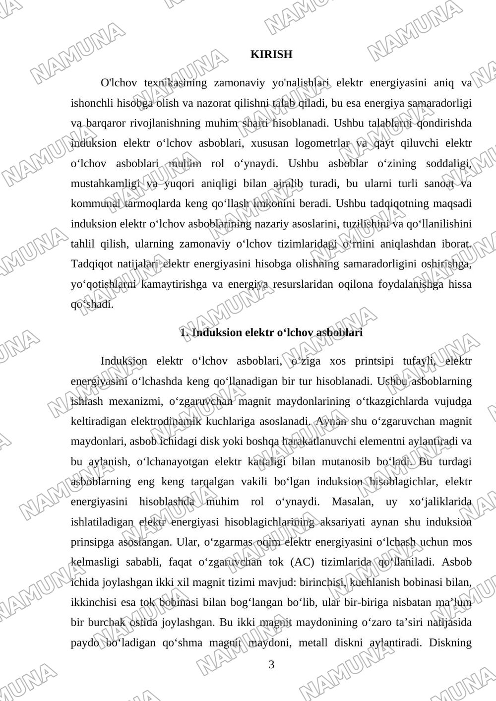 Induksion elektr oʻlchov asboblari. Logometrlar. Qayt qiluvchi elektr oʻlchov asboblari — mustaqil ish, 3-varaq