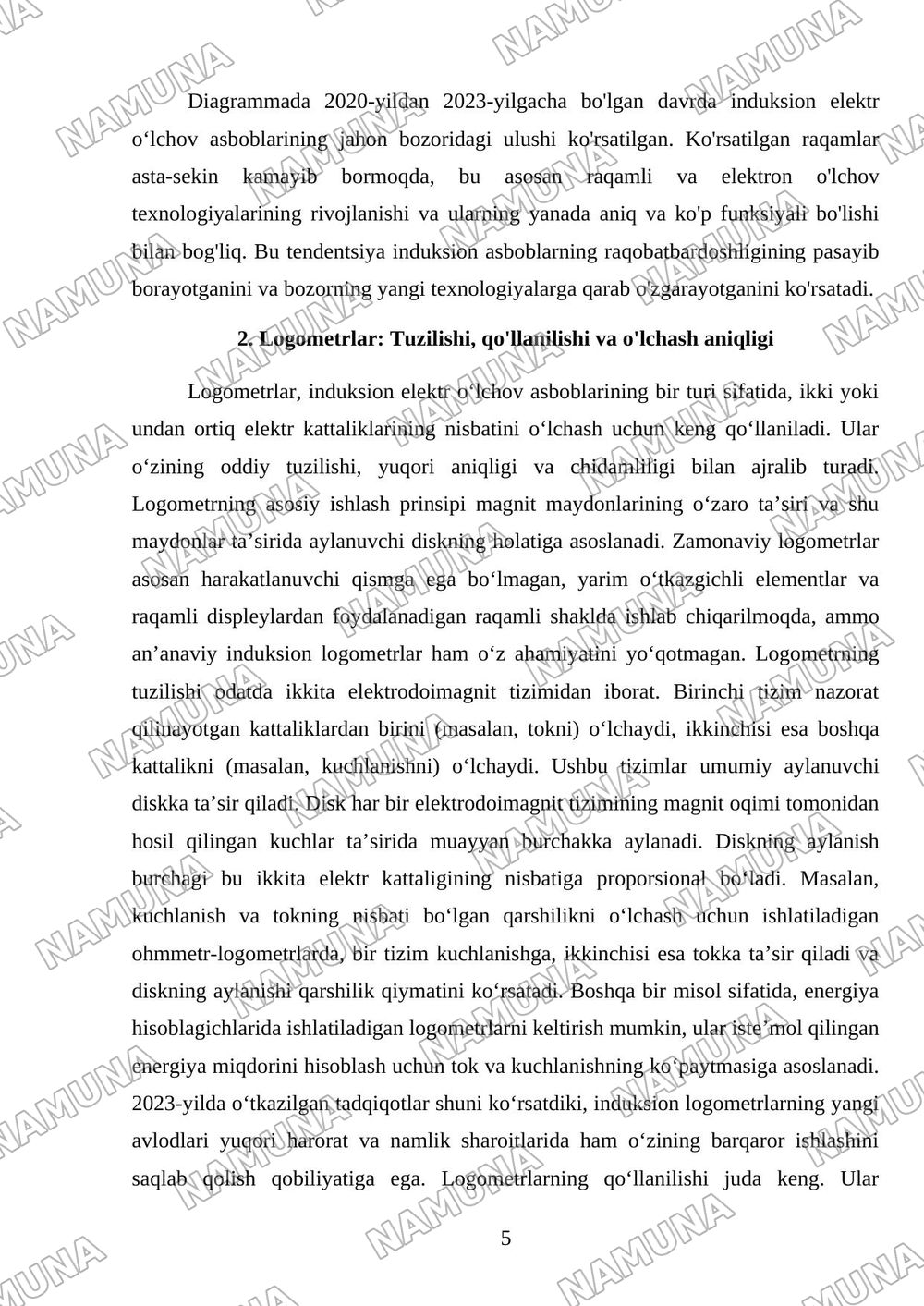 Induksion elektr oʻlchov asboblari. Logometrlar. Qayt qiluvchi elektr oʻlchov asboblari — mustaqil ish, 5-varaq