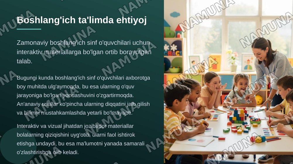 Boshlang'ich sinf darsliklari uchun MS word dasturida o'quv-metodik tarqatma materialllari va ishchi varaqalarni loyihalash — zamonaviy taqdimot, 3-slayd