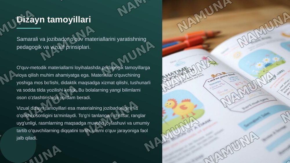 Boshlang'ich sinf darsliklari uchun MS word dasturida o'quv-metodik tarqatma materialllari va ishchi varaqalarni loyihalash — zamonaviy taqdimot, 7-slayd
