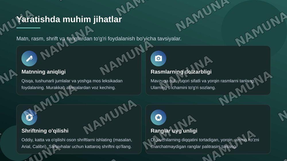 Boshlang'ich sinf darsliklari uchun MS word dasturida o'quv-metodik tarqatma materialllari va ishchi varaqalarni loyihalash — zamonaviy taqdimot, 8-slayd