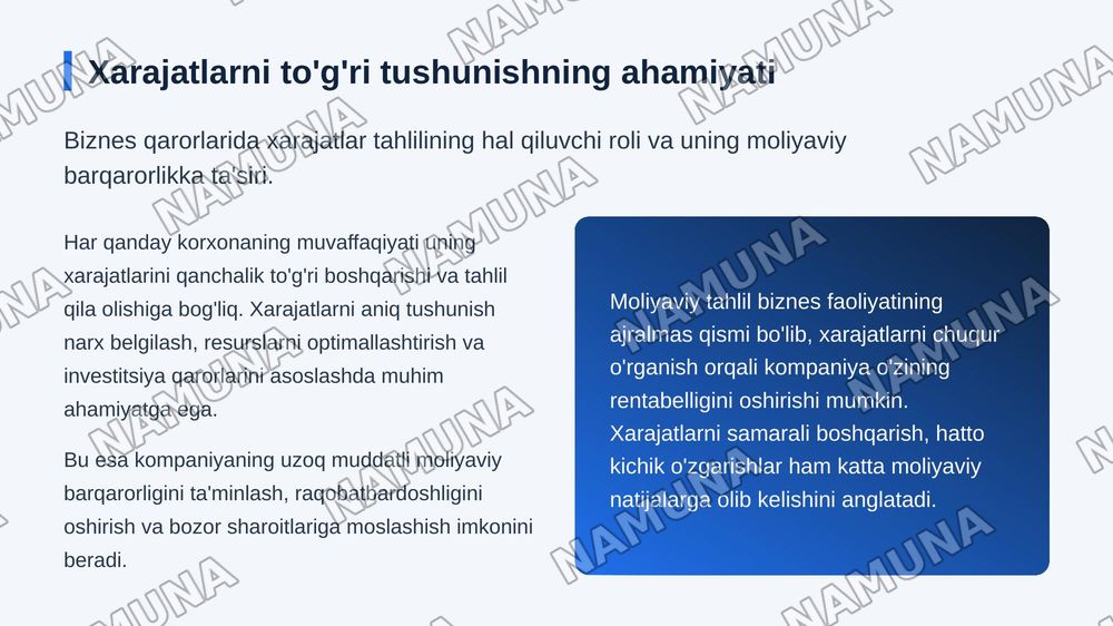 To‘g‘ridan-to‘g‘ri va bilvosita xarajatlarning xususiyatlari. — zamonaviy taqdimot, 3-slayd