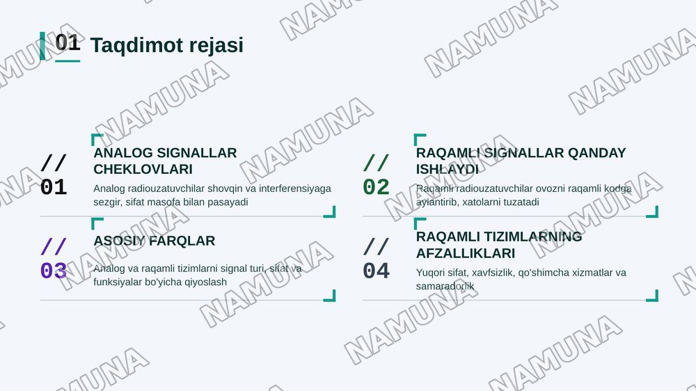 Raqamli radiouzatuvchilarning analog radiouzatuvchilardan farqlari va afzalliklari. — zamonaviy taqdimot, 2-slayd