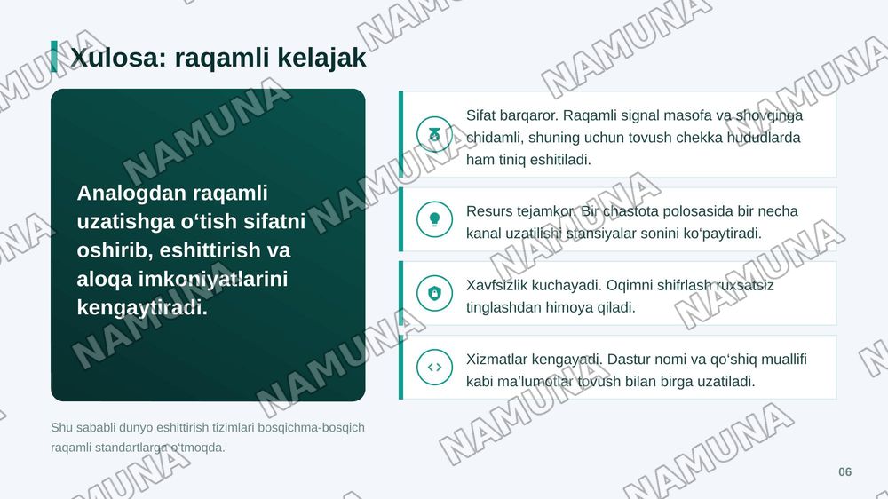 Raqamli radiouzatuvchilarning analog radiouzatuvchilardan farqlari va afzalliklari. — zamonaviy taqdimot, 7-slayd