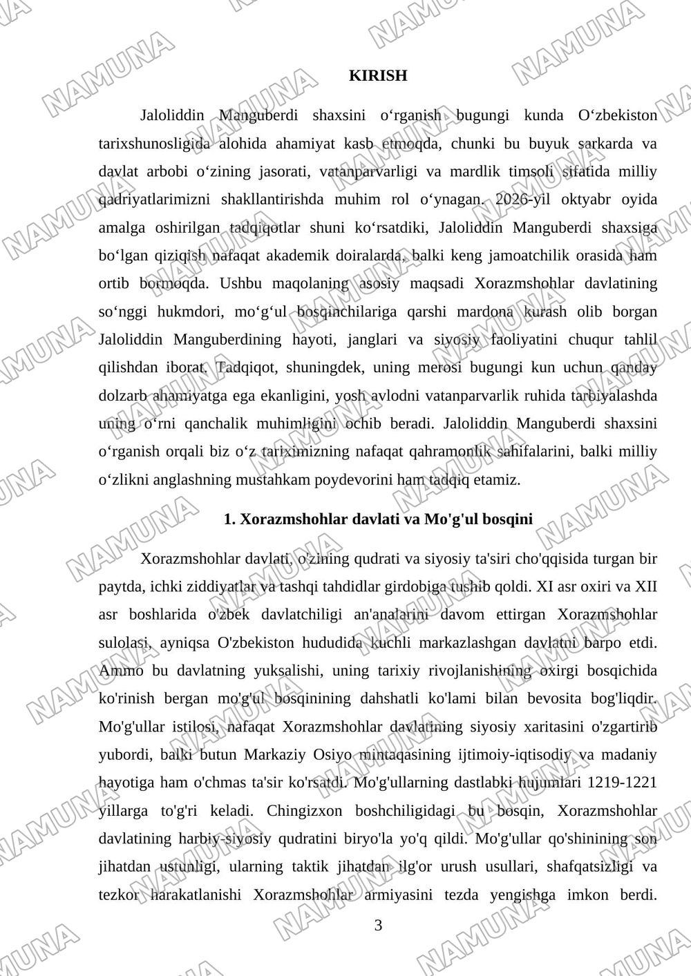 Jaloliddin manguberdi - Vatan himoyachisi — mustaqil ish, 3-varaq