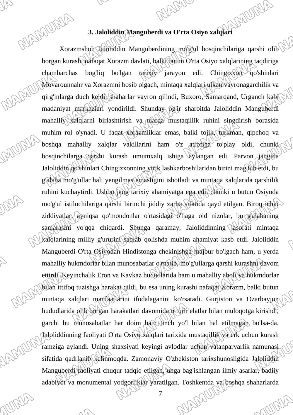 Jaloliddin manguberdi - Vatan himoyachisi — mustaqil ish, 7-varaq