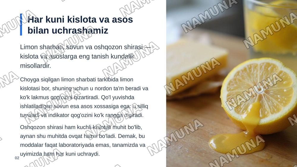PH , kislota , asos — zamonaviy taqdimot, 3-slayd