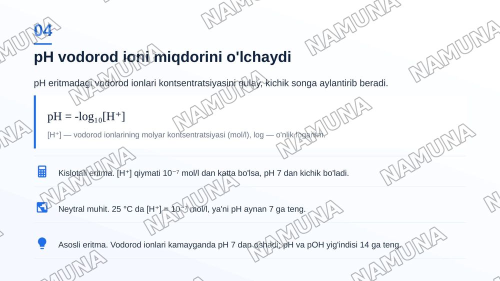 PH , kislota , asos — zamonaviy taqdimot, 5-slayd