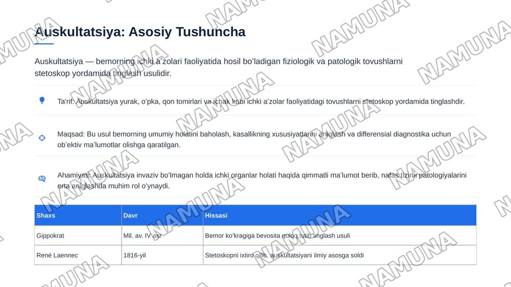 Oʻpka auskultatsiyasi: asosiy (vezikulyar va bronxial nafas) nafas — zamonaviy taqdimot, 4-slayd