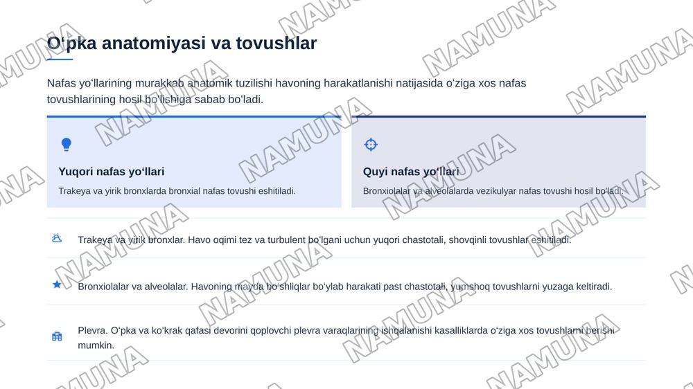 Oʻpka auskultatsiyasi: asosiy (vezikulyar va bronxial nafas) nafas — zamonaviy taqdimot, 5-slayd