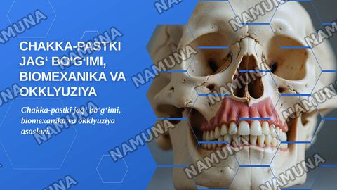 Chakka-pastki jagʻ bo‘gʻimining tuzilishi va xususiyatlari. Pastki jagʻ  biomexanikasi. Yuqori va pastki jagʻ tish qatorlarining o‘zaro munosabati. — zamonaviy taqdimot