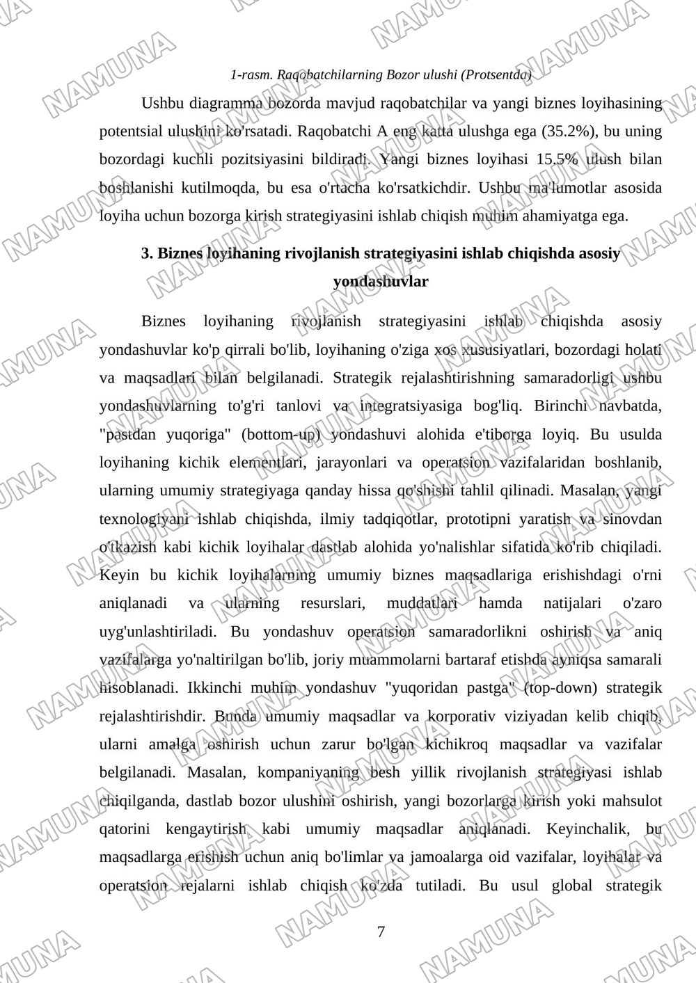 Biznes loyihani taqdim etish va rivojlanish strategiyasini ishlab chiqish — mustaqil ish, 7-varaq