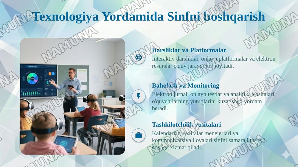 Sinf boshqaruvining modellari,tamoyillari va zamonaviy texnologiyalari — taqdimot, 6-slayd