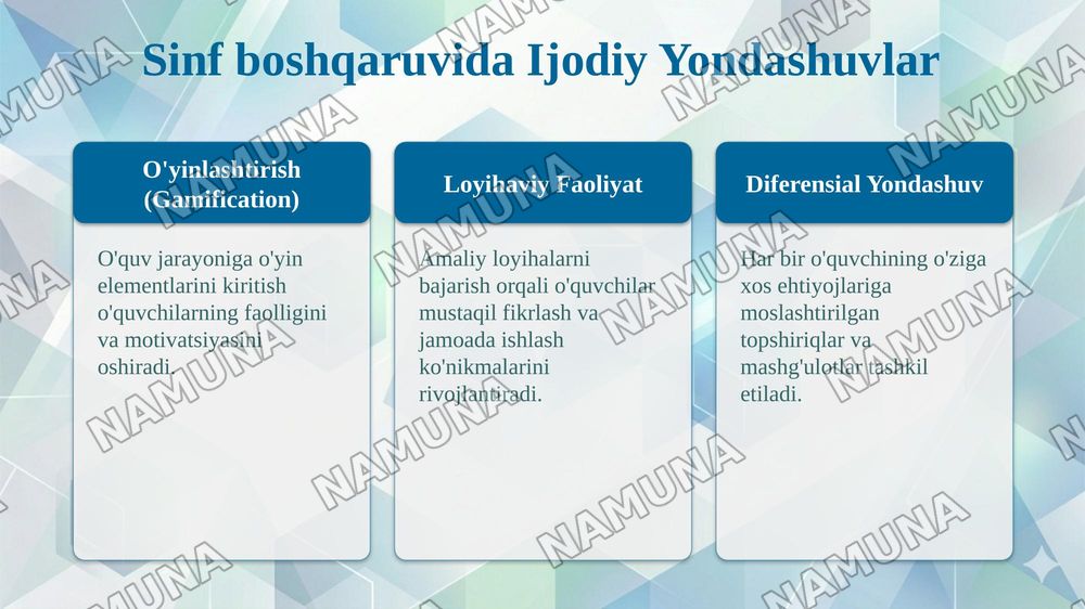 Sinf boshqaruvining modellari,tamoyillari va zamonaviy texnologiyalari — taqdimot, 7-slayd