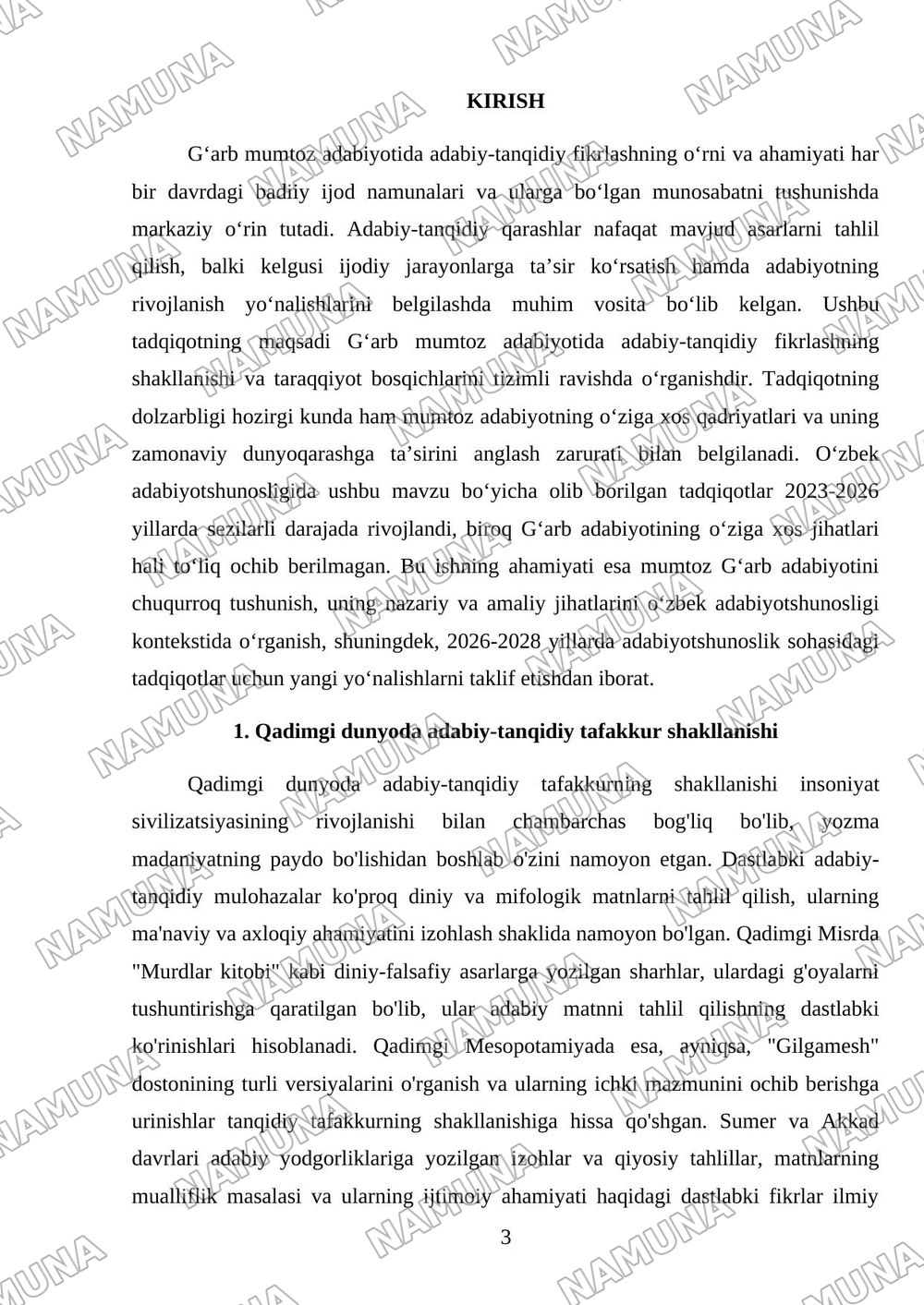 Gʻarb mumtoz adabiyotida adabiy-tanqidiy fikrlash taraqqiyoti — mustaqil ish, 3-varaq